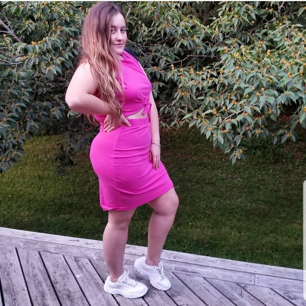 Pink cut out dress